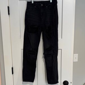 American Eagle Outfitters womens Black Ripped mom Jeans